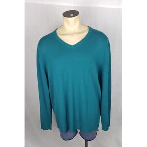 The Commons Mens 3XL Teal Green V-Neck 100% Cashmere Sweater Casual St Patricks
